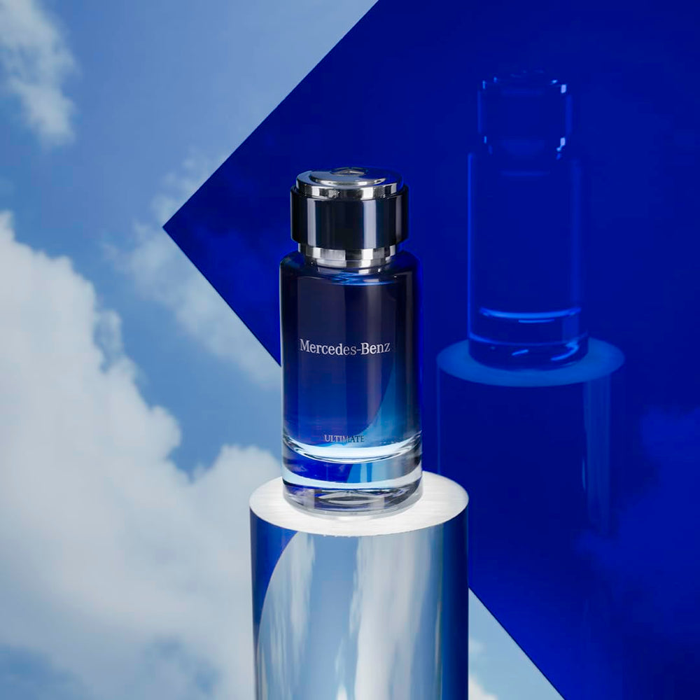 Mercedes-Benz Ultimate bottle's black cylindrical design conveys luxury for daily use