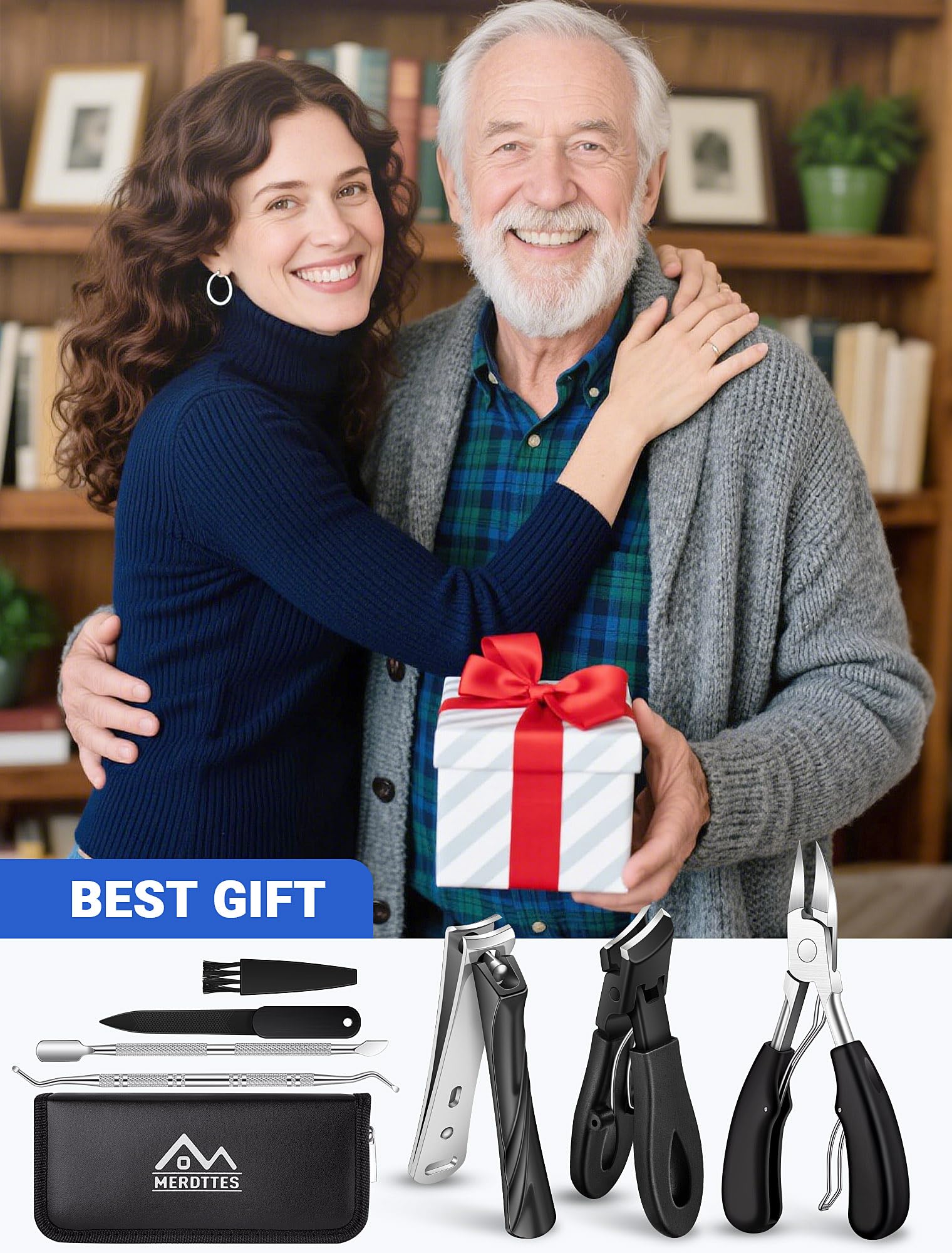 MERDTTES seven-piece nail set supports versatile at-home nail care for seniors.