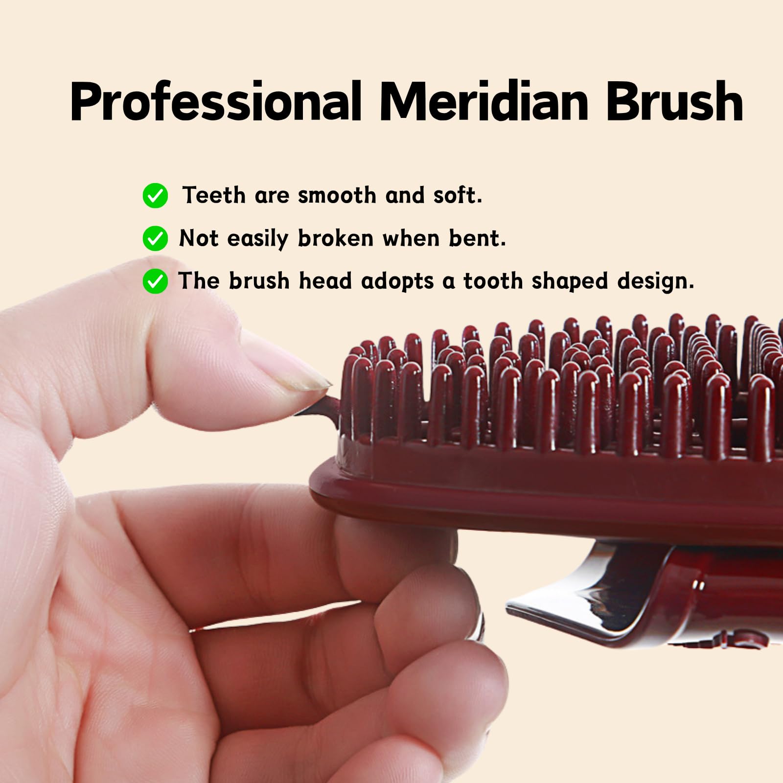 Meridian Brush Massage anti-slip grip ensures secure, comfortable use.