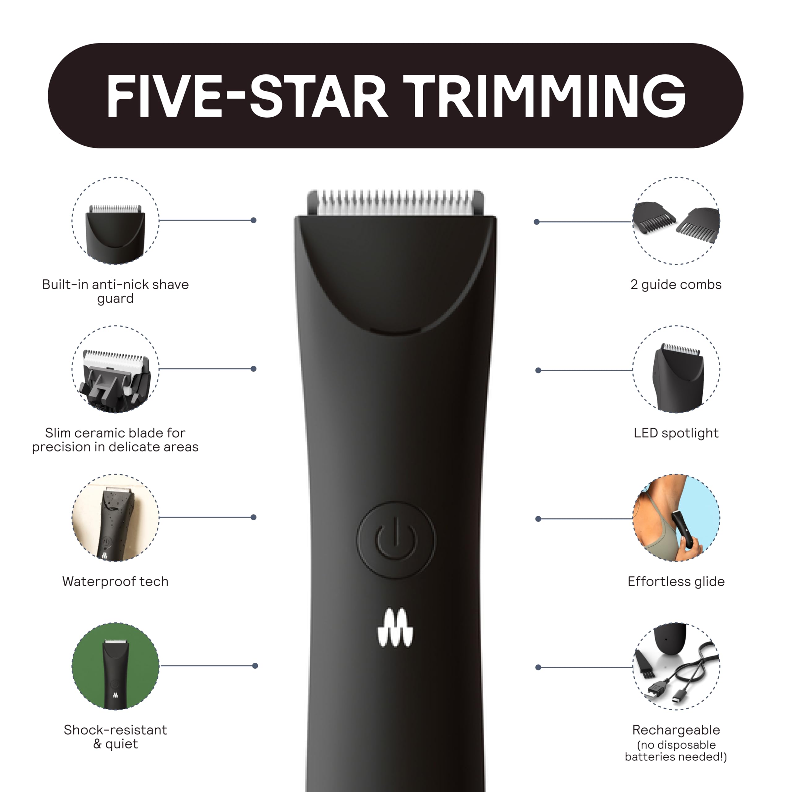 MERIDIAN Slimmer Trimmer waterproof design for wet or dry use.