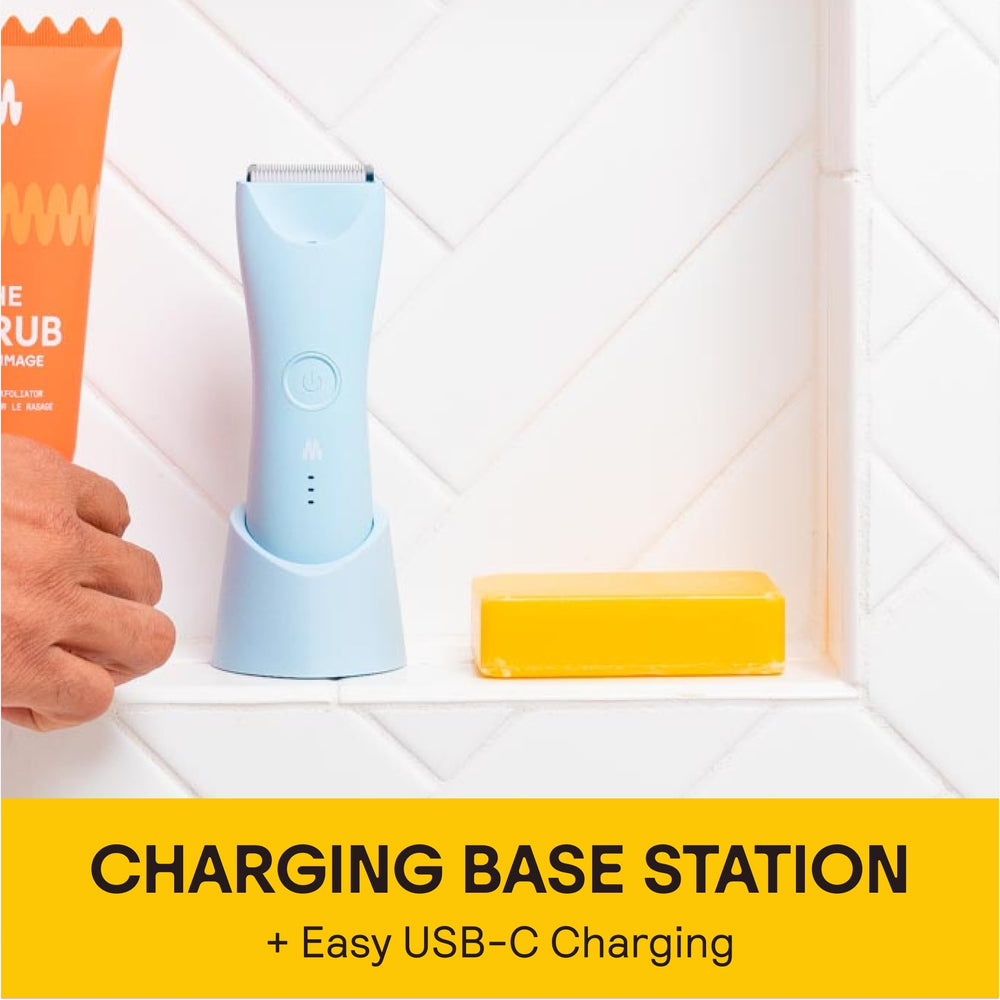 Meridian The Trimmer Plus charging dock keeps the device powered on a tidy counter.