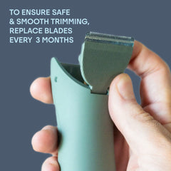 Meridian Trimmer blade installation click demonstrates easy, secure attachment.