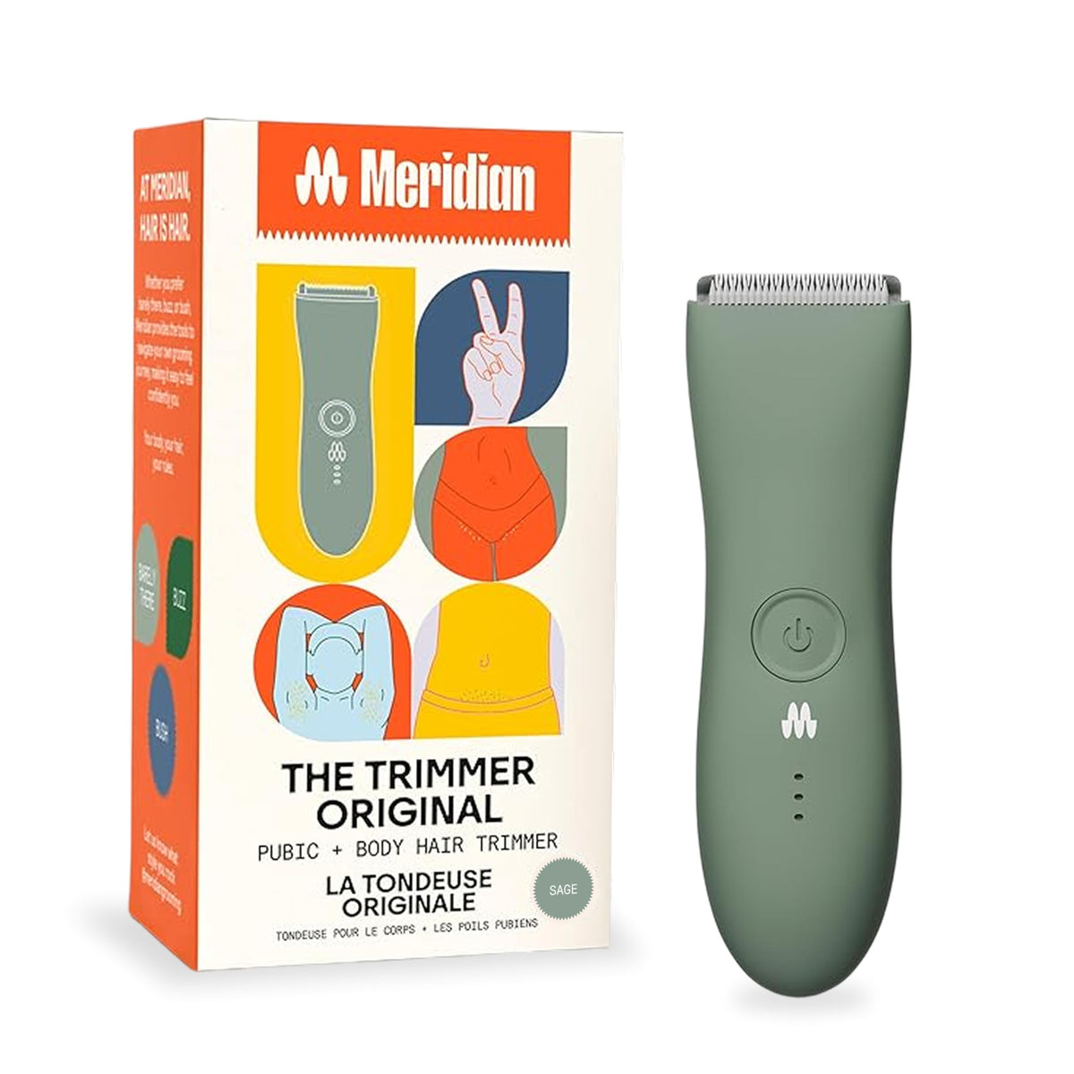 MERIDIAN The Trimmer Original ceramic blade close-up for irritation-free trims.