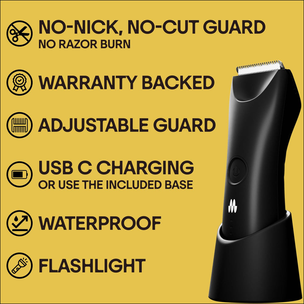 Meridian Trimmer Plus LED spotlight closeup for precise grooming in sensitive areas.