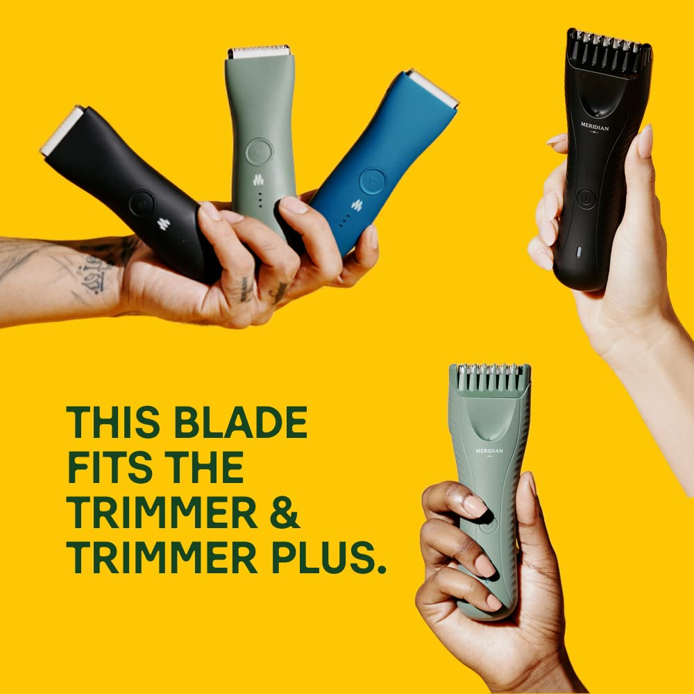 Meridian replacement blade attaching to trimmer with click-fit connection.