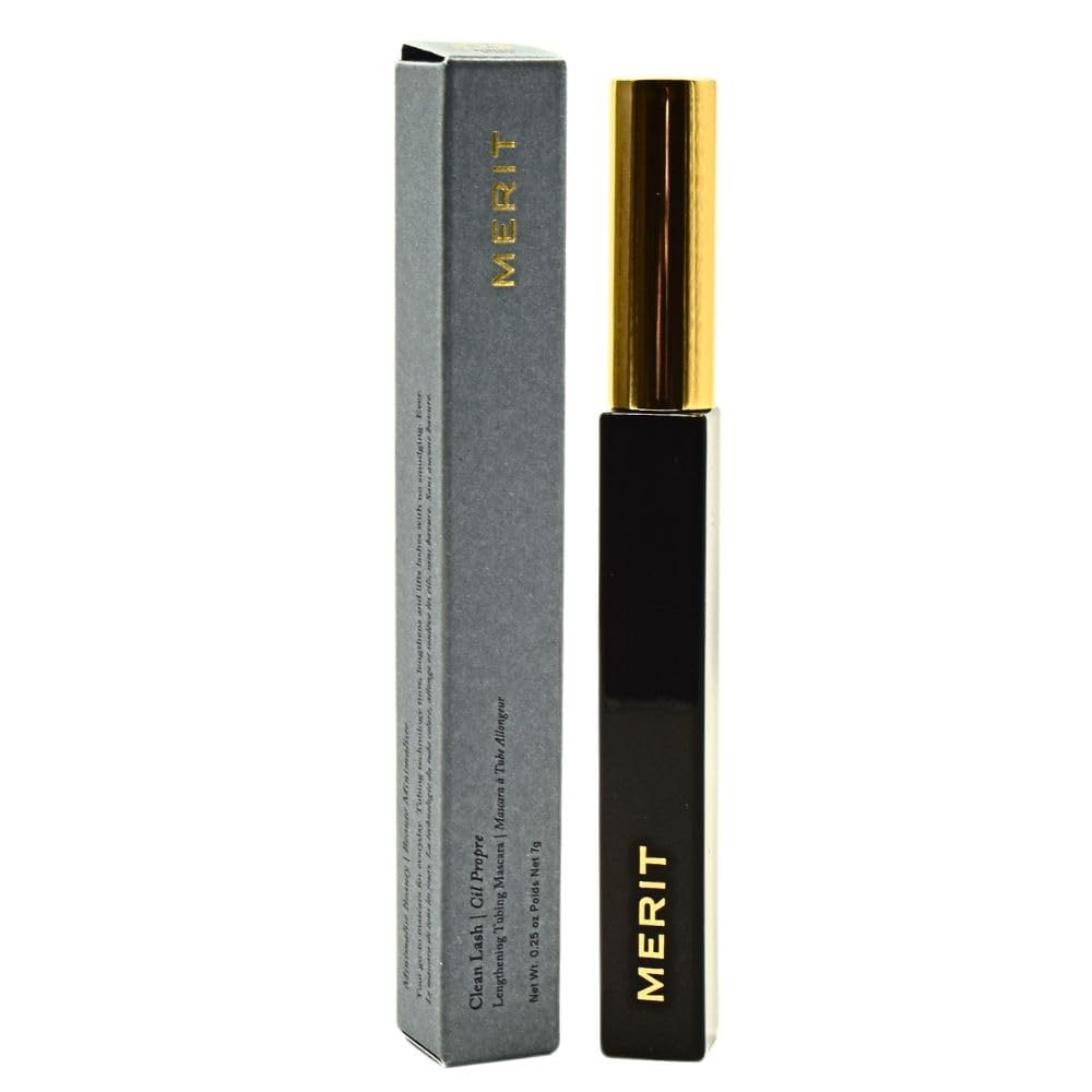 Merit Clean Lash Lengthening Tubing Mascara bottle with eco-friendly packaging for smudge-free definition.