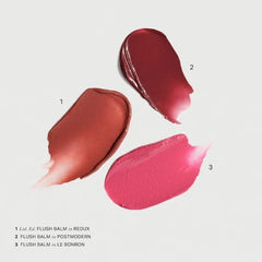MERIT The Mini Flush Blush Balm Trio Le Bonbon swatch adds rosy glow for lips and cheeks.