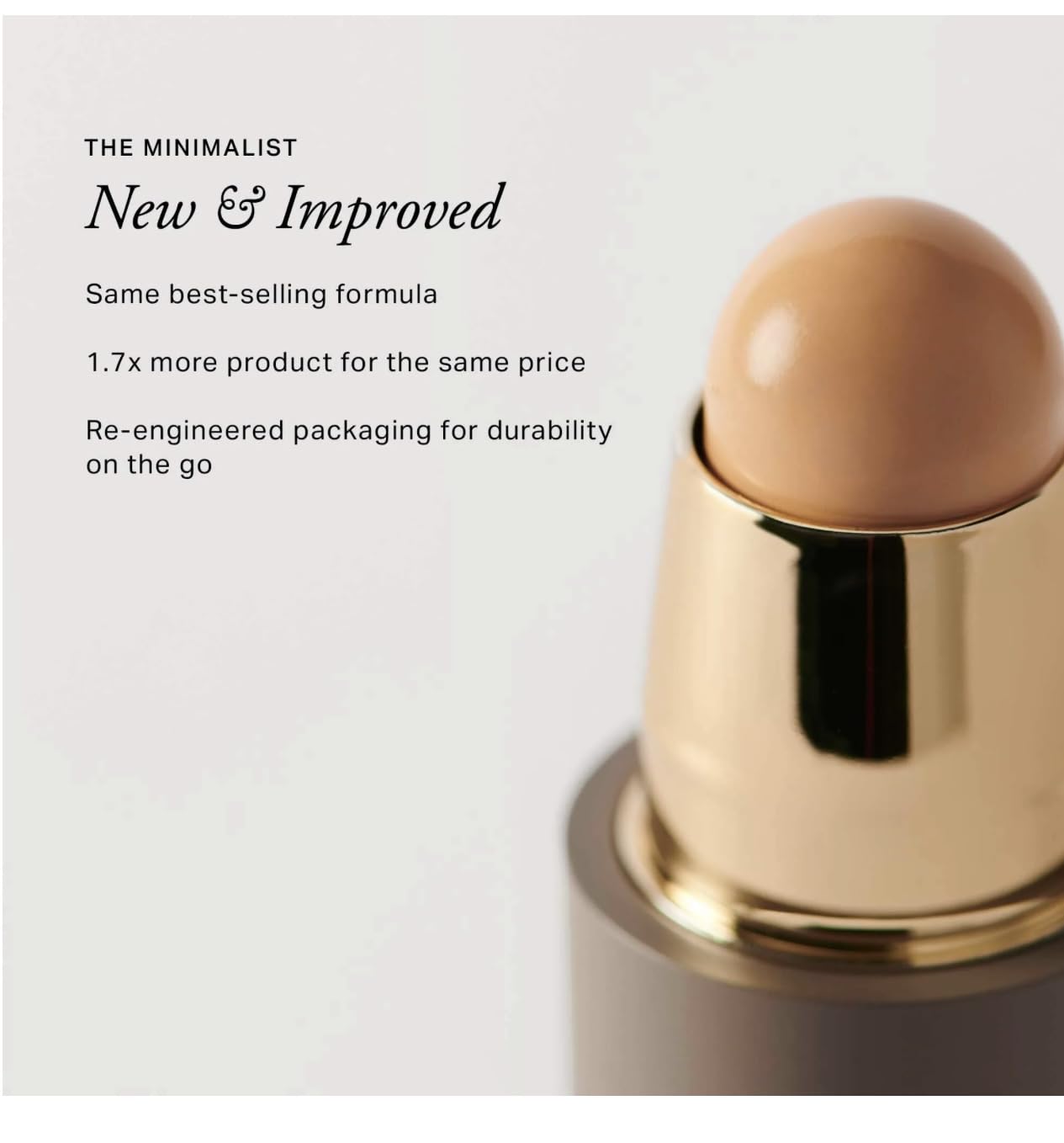 Merit Minimalist Camel dual-use stick for foundation and concealer.