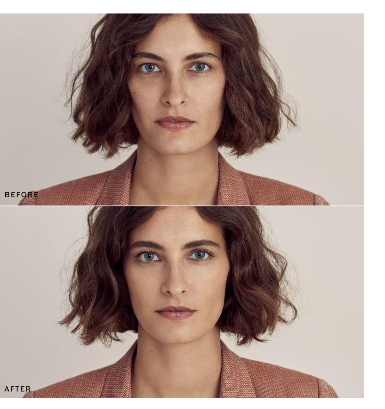 Merit Minimalist Camel stick spread and blend for seamless coverage.