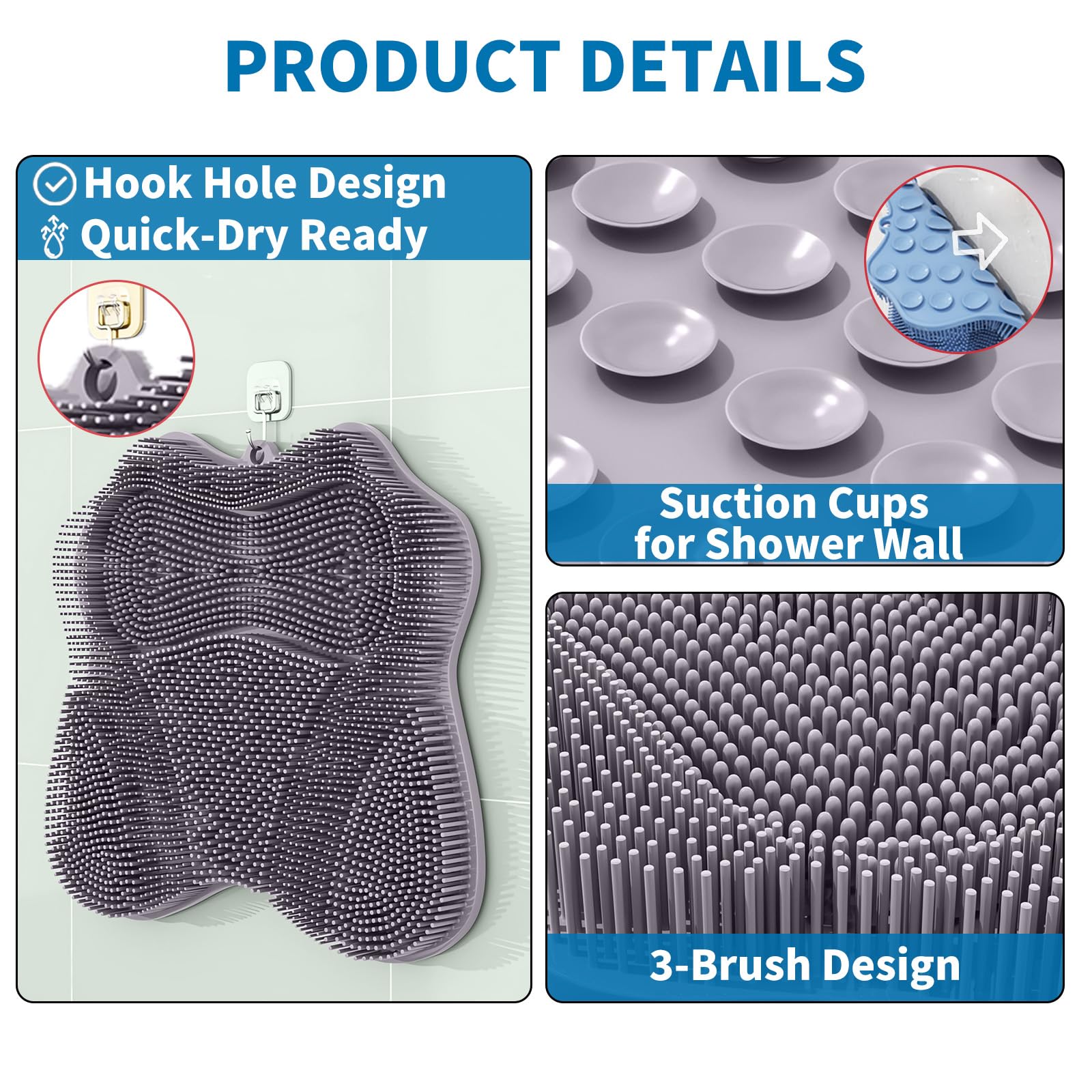 Merleu firm flat brush delivers steady pressure for back and feet cleansing