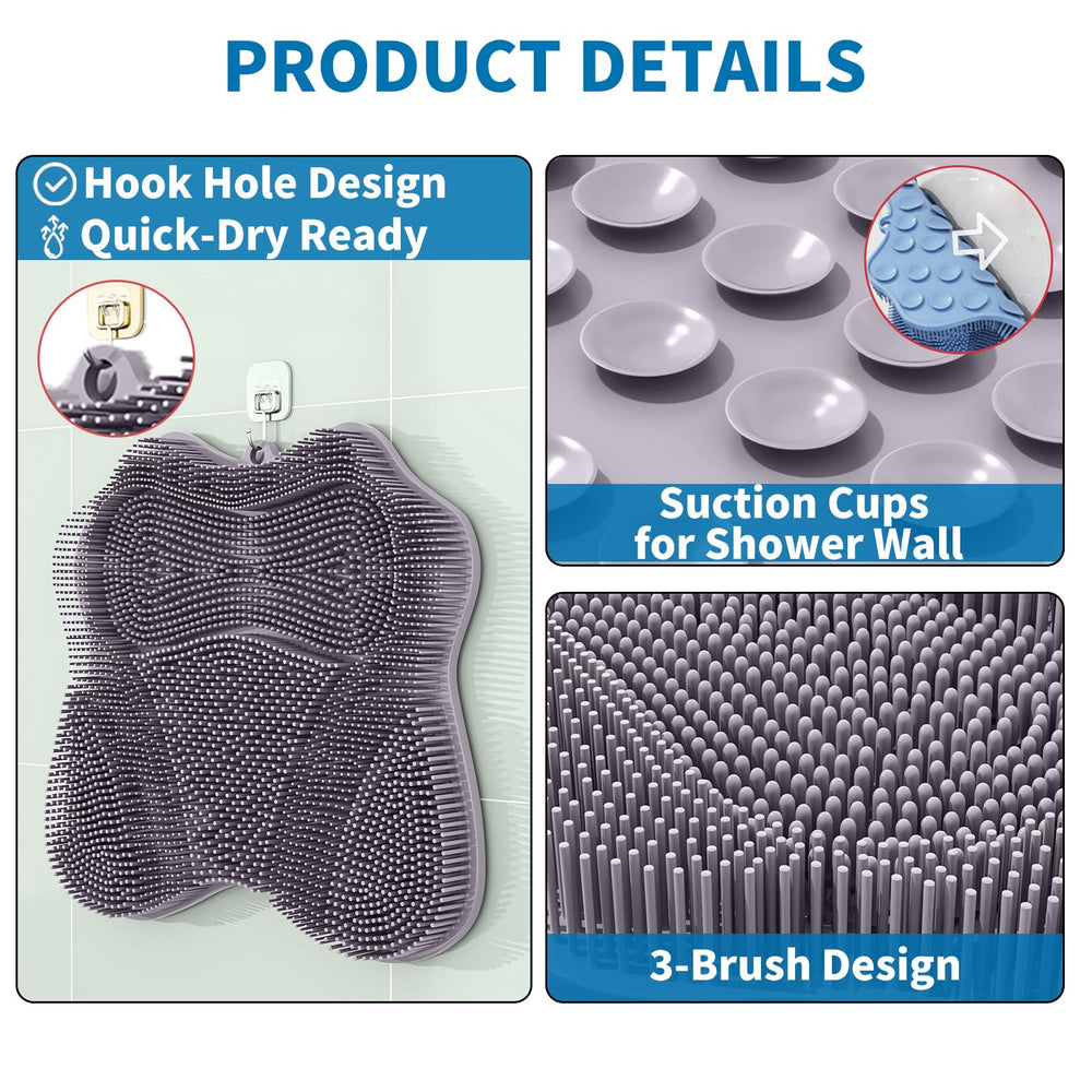 Merleu firm flat brush delivers steady pressure for back and feet cleansing