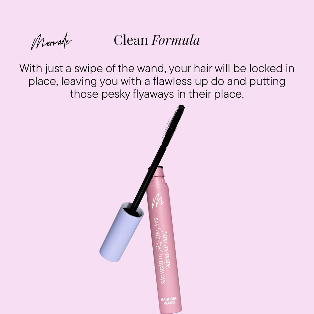 Mermade Hair Gel Wand on-the-go being used for quick touch-ups