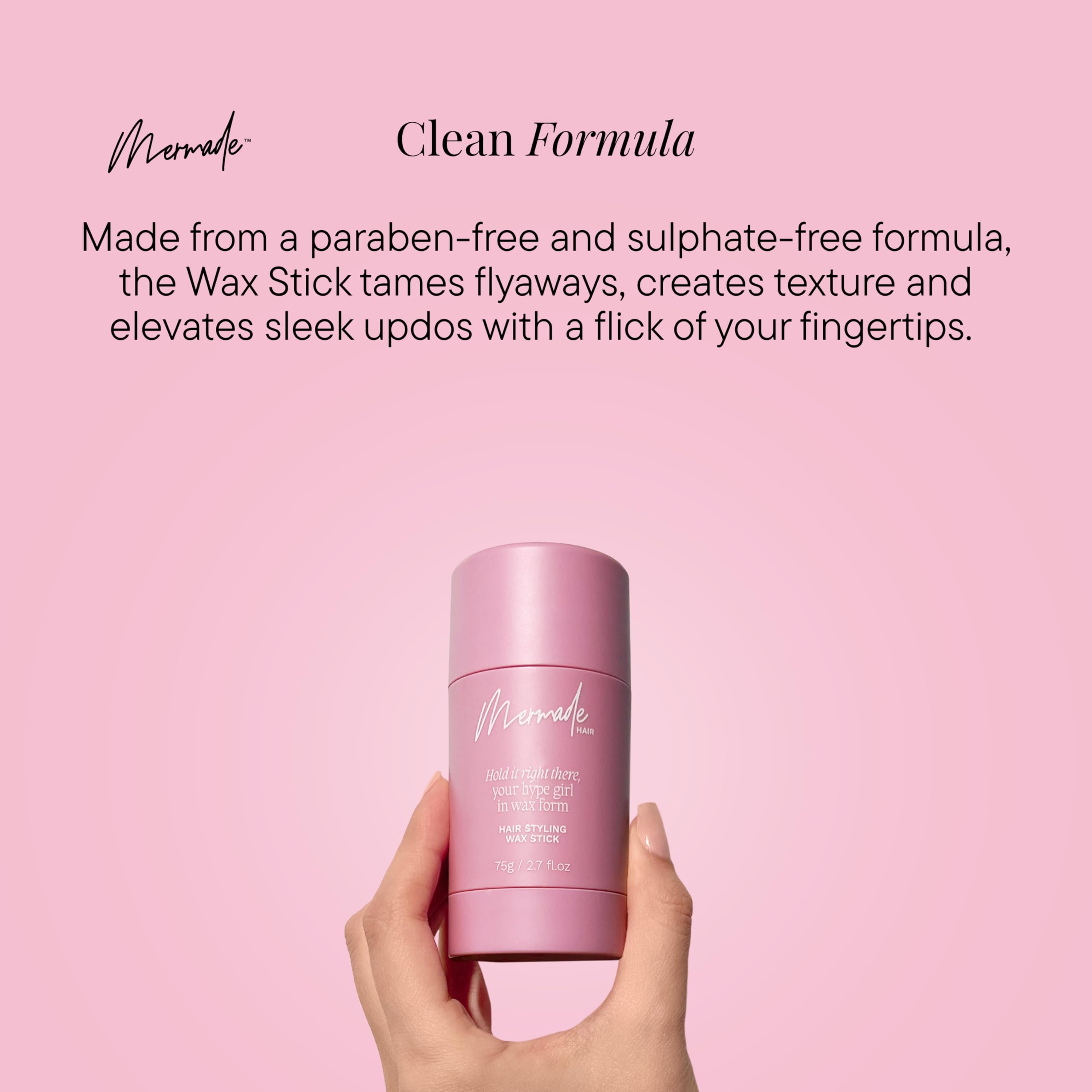 Mermade Hair wax stick pink pack keeps extensions in place.