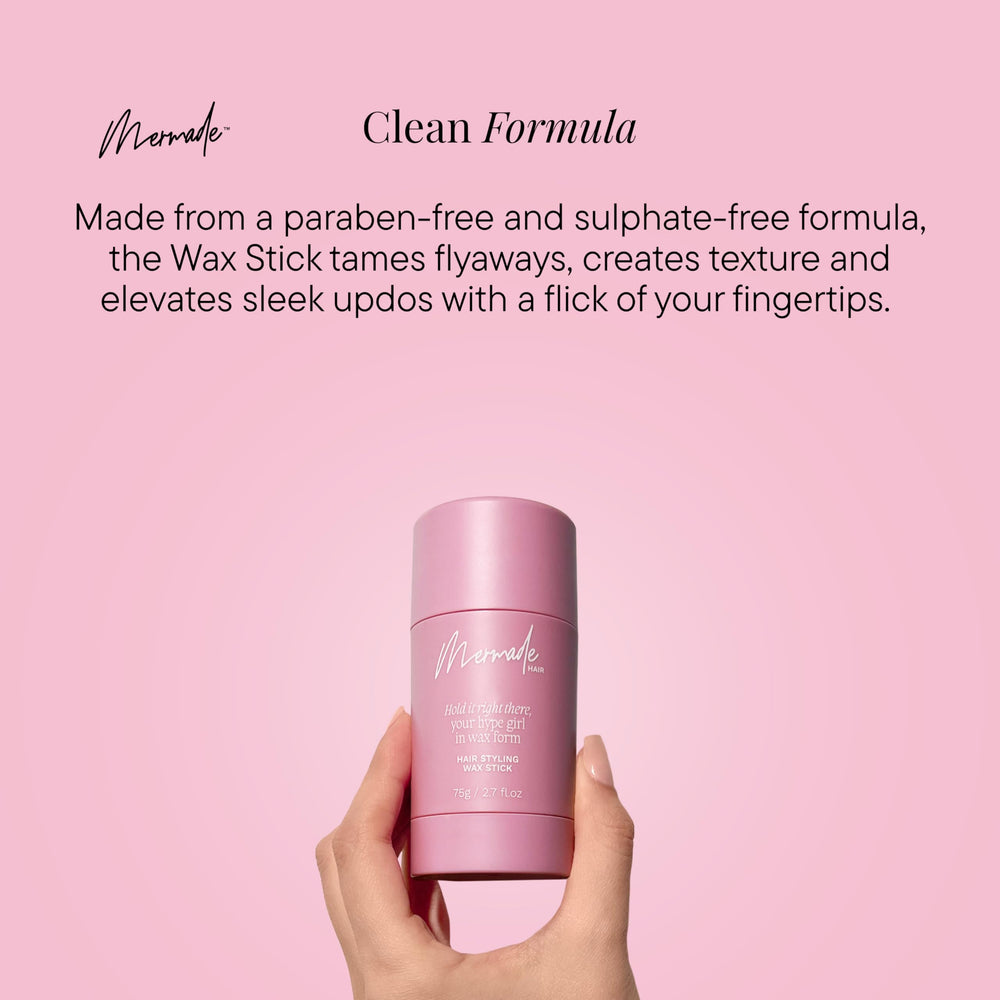 Mermade Hair wax stick pink pack keeps extensions in place.