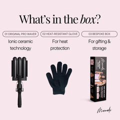Mermade Hair Waver 1.25-inch ceramic barrel detail emphasizes even heat for frizz control
