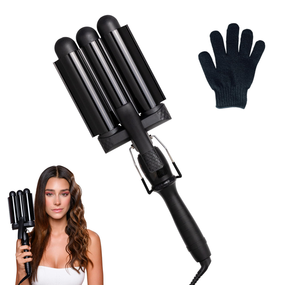 Mermade Hair Waver 1.25-inch three-barrel closeup shows ceramic technology for smooth waves