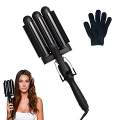 Mermade Hair Waver 1.25-inch three-barrel closeup shows ceramic technology for smooth waves