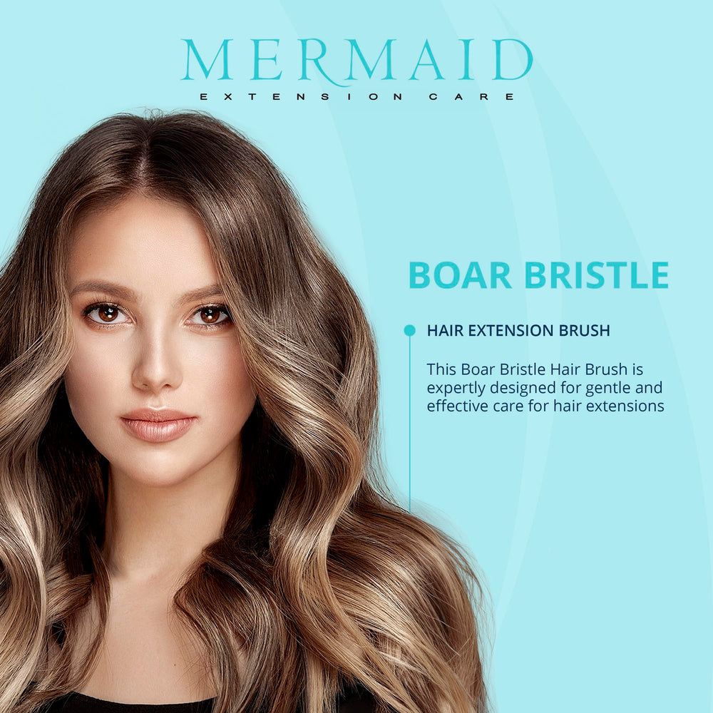 Mermaid Extension Care brush detangling action demonstrates gentle glide through extensions