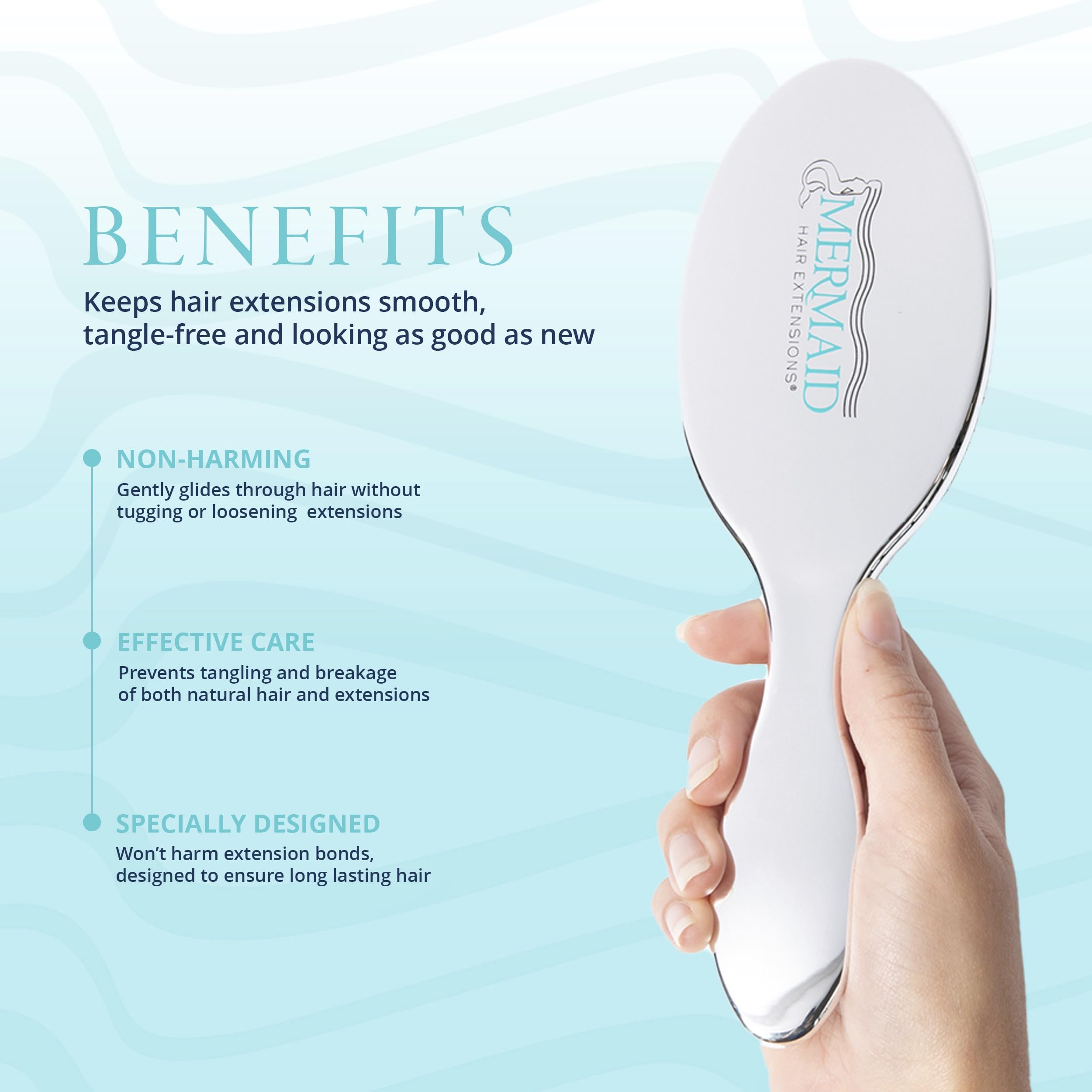 Mermaid Extension Care boar brush smooth glide delivers silky shine and reduced frizz