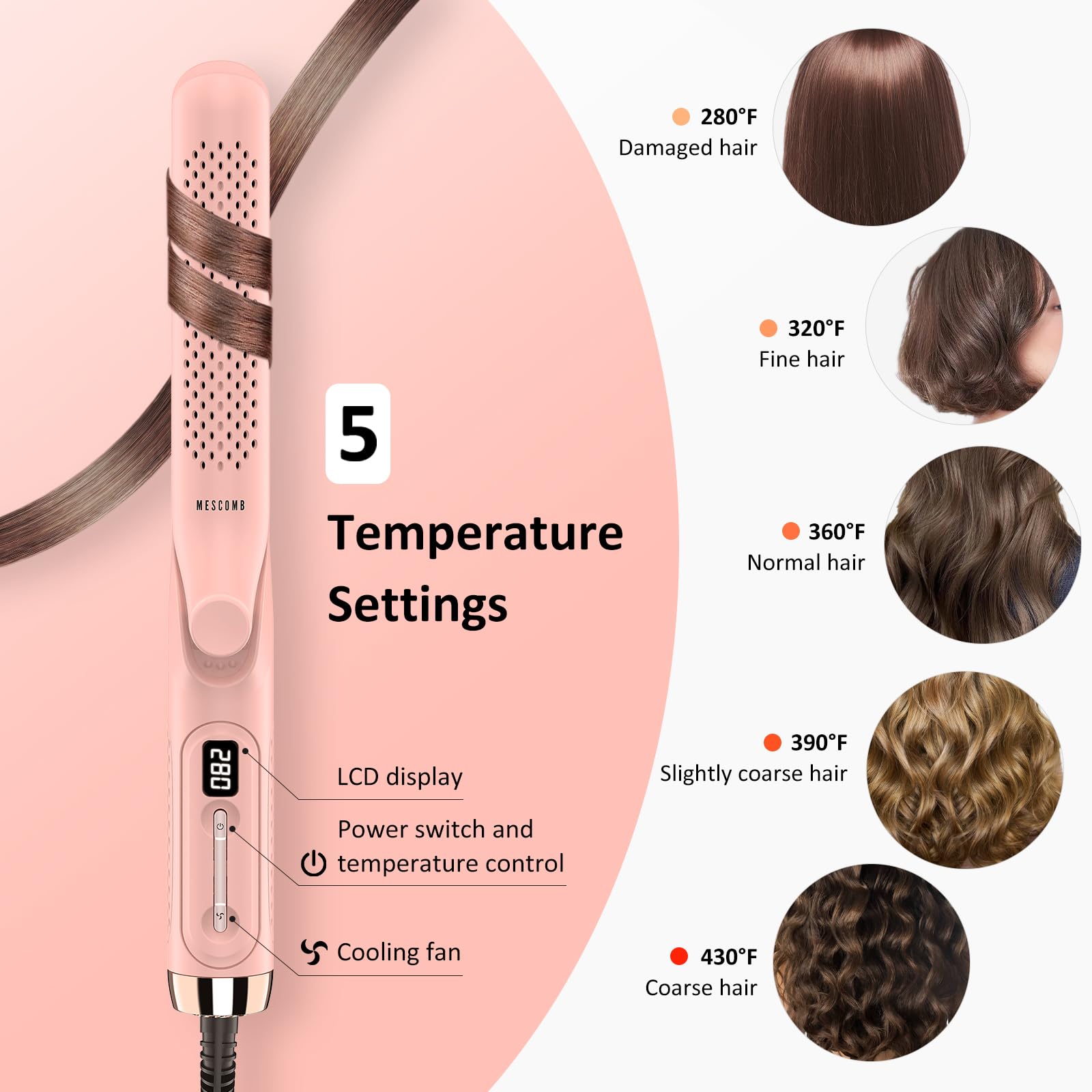 MESCOMB 360° Airflow Styler dual voltage for easy European travel styling.