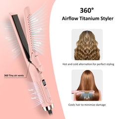 MESCOMB 360° Airflow Styler heat settings dial enabling safe styling across hair types.