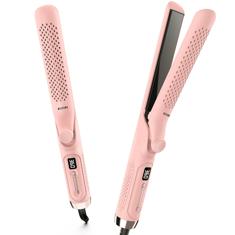 MESCOMB 360° Airflow Styler in-use with smooth straight style and even heat distribution.