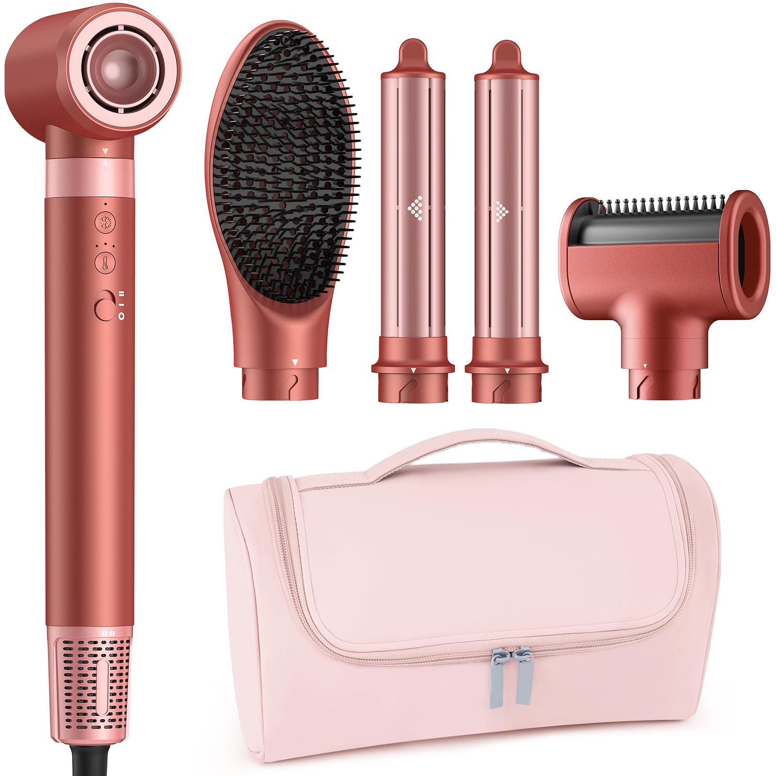MESCOMB 5-in-1 dual auto-wrap curlers enable quick, salon-like waves.