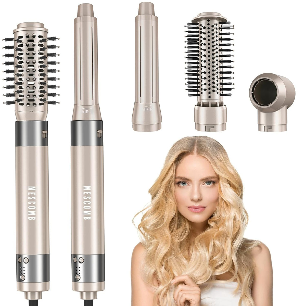 MESCOMB 5in1 hair air styler with motor detail for fast drying and styling.