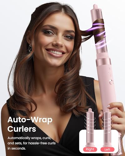 MESCOMB auto-wrap curlers in action for symmetrical curls without clips.