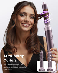 MESCOMB auto-wrap curlers create symmetrical curls with airflow.