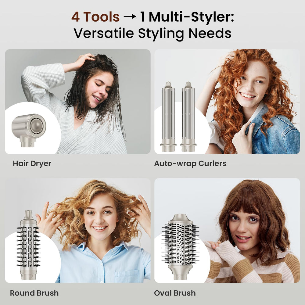 MESCOMB auto-wrap curlers left and right create balanced salon curls.
