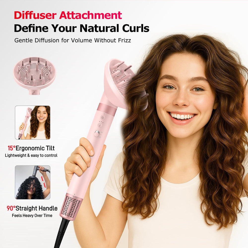 MESCOMB auto-wrap curlers deliver clip-free curls with gentle airflow.