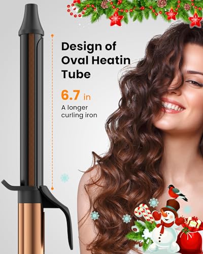 MESCOMB curling iron in use on long hair creating smooth waves