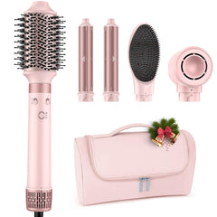 MESCOMB dual-voltage styler in hand demonstrates travel-ready convenience for worldwide styling.