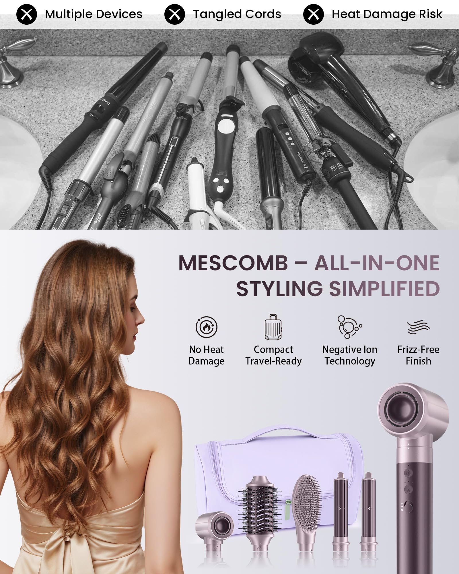 MESCOMB gift-pack presentation—perfect holiday gift for hair lovers.