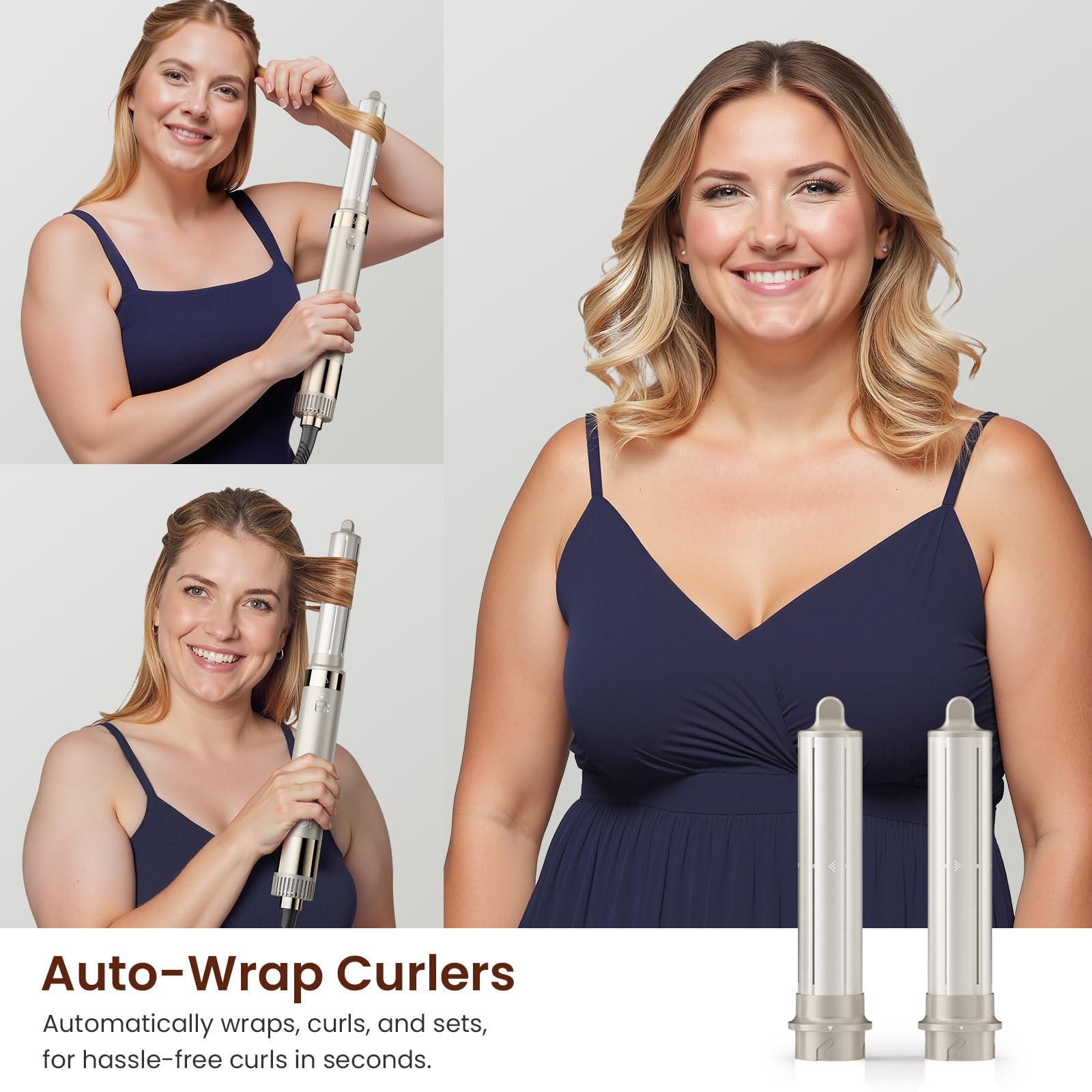 MESCOMB Upgraded 5-in-1 hot air styler dual curlers for effortless curling.