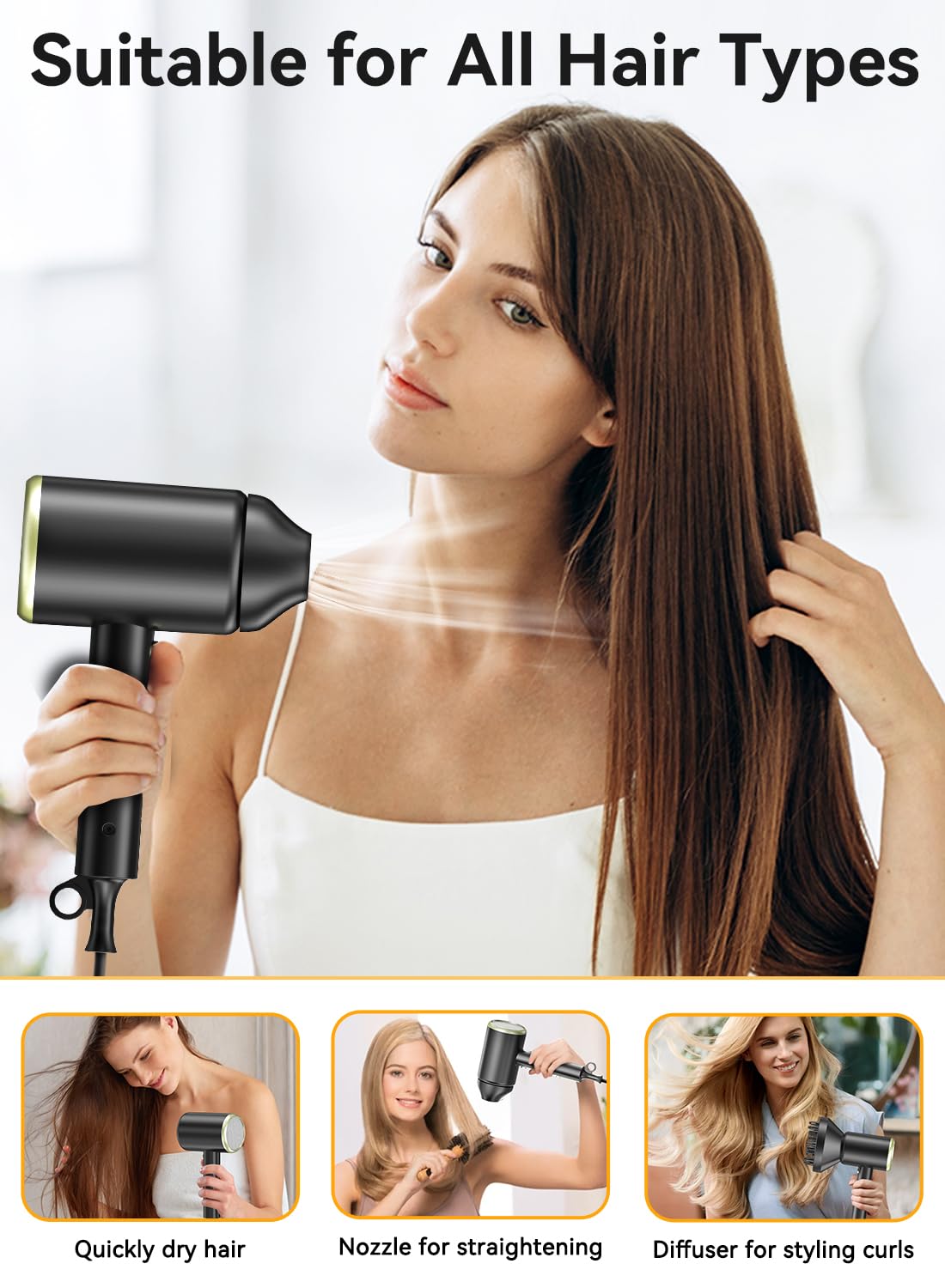MESHEEN hair dryer concentrator-nozzle smooths frizz and concentrates airflow