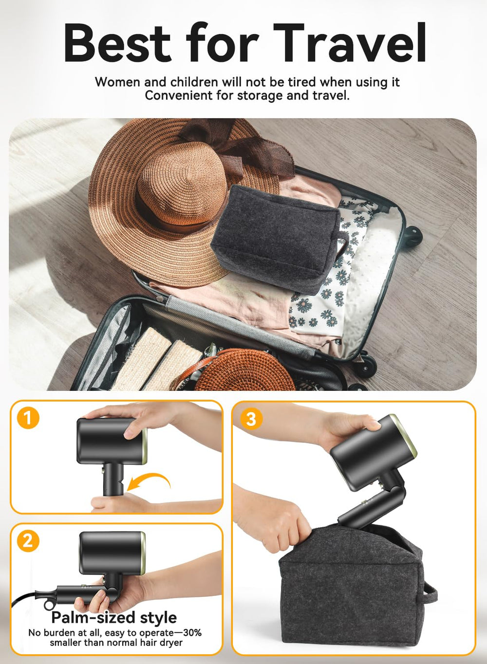 MESHEEN hair dryer in-use demonstrates salon-like styling at home