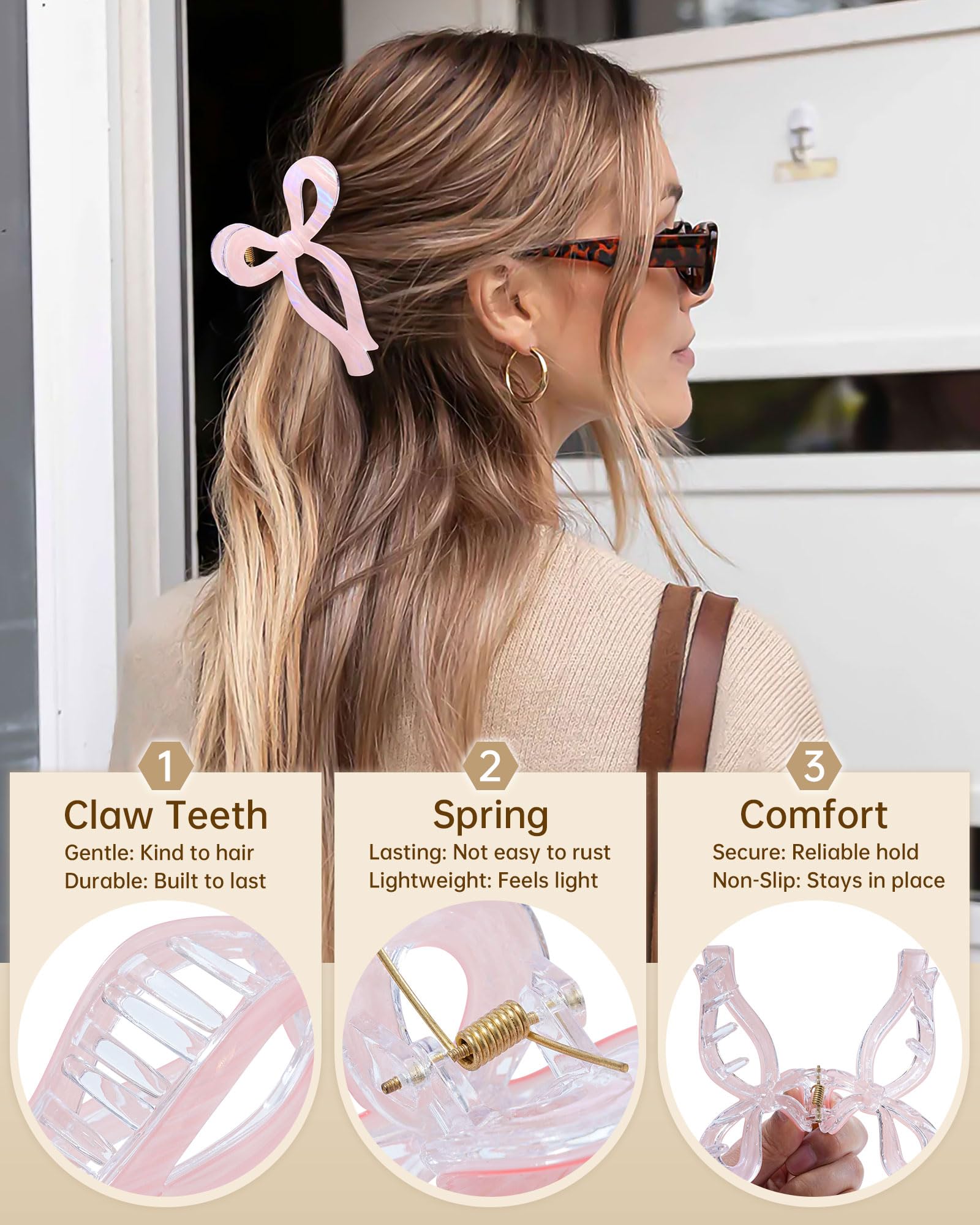 Mesovor 4-pack bow hair clip display showcases versatile color variety