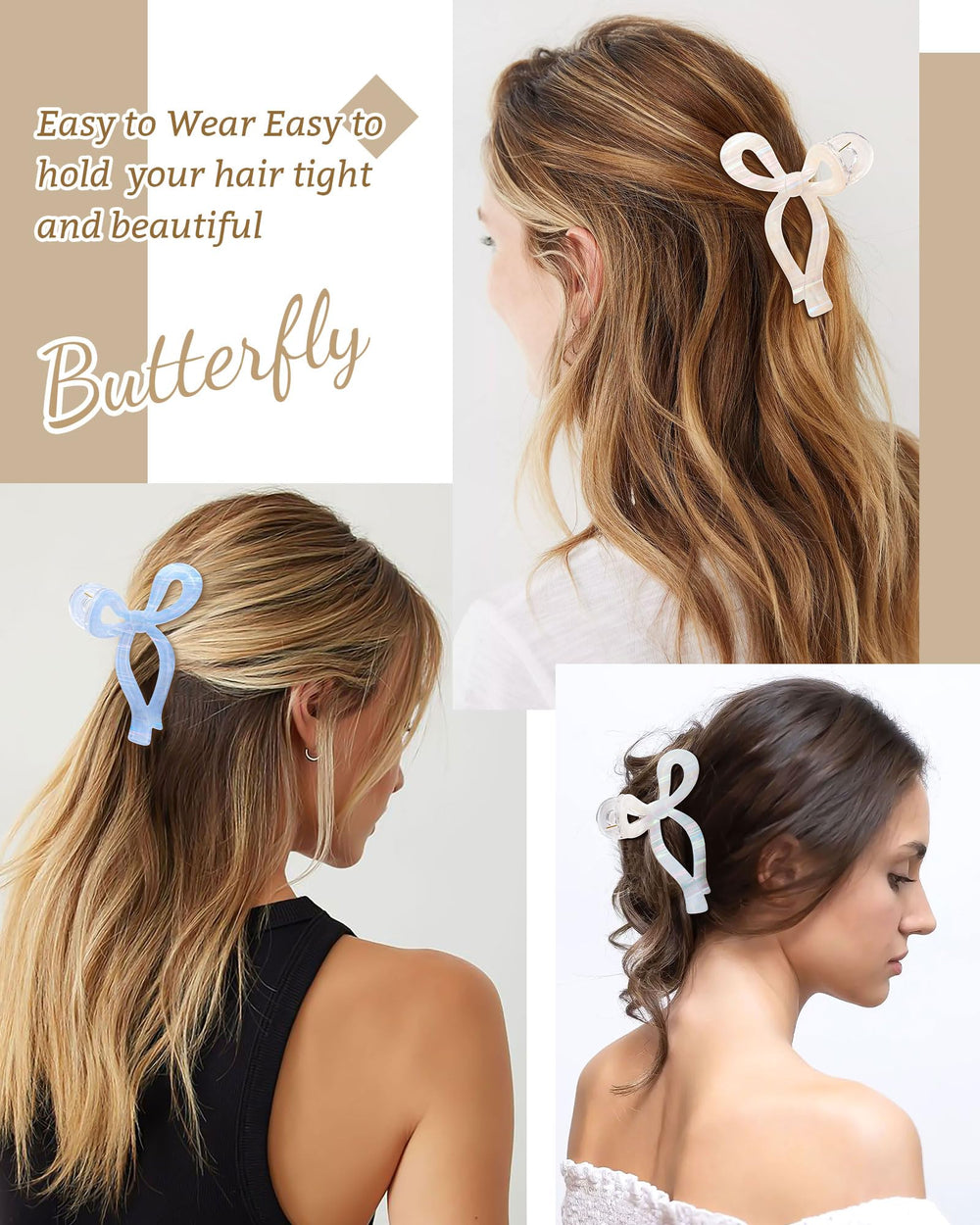 Mesovor bow hair clip 4-3-inch closeup highlights sturdy acrylic construction
