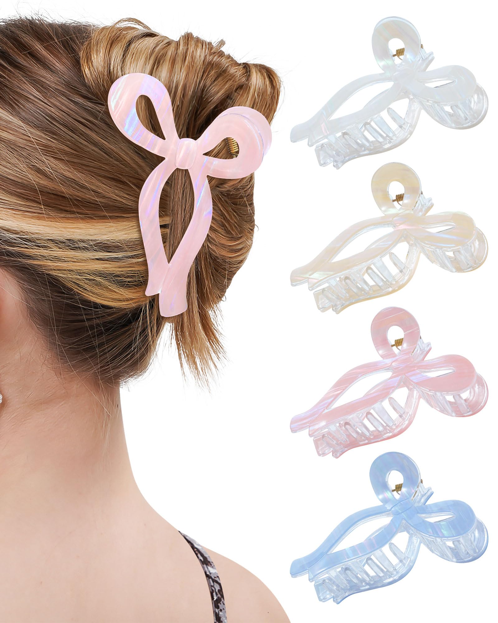 Mesovor bow hair clip mermaid stripes close-up highlighting secure grip for various hair types