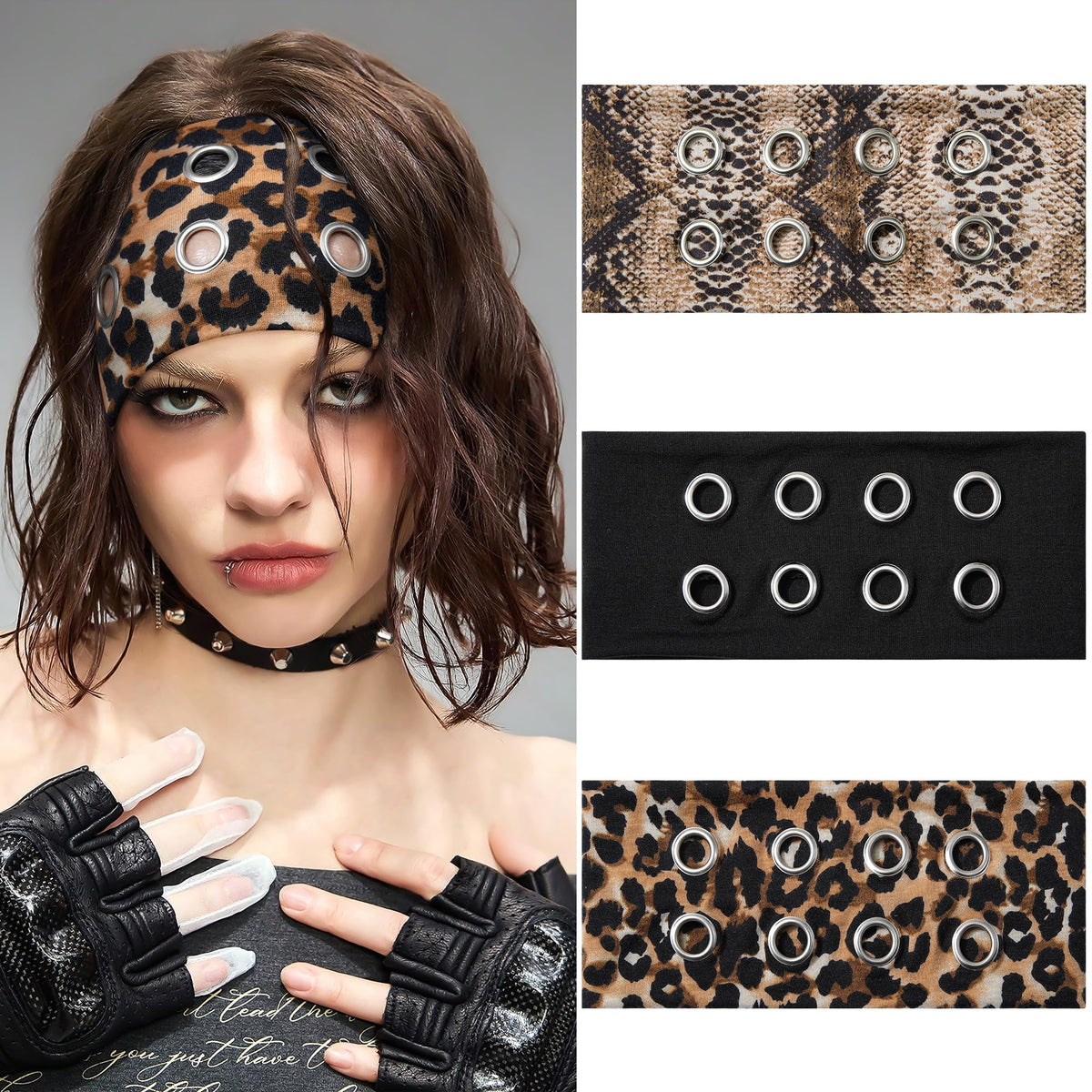 Mesovor fashion grommet headbands in black solid offer versatile daily wear