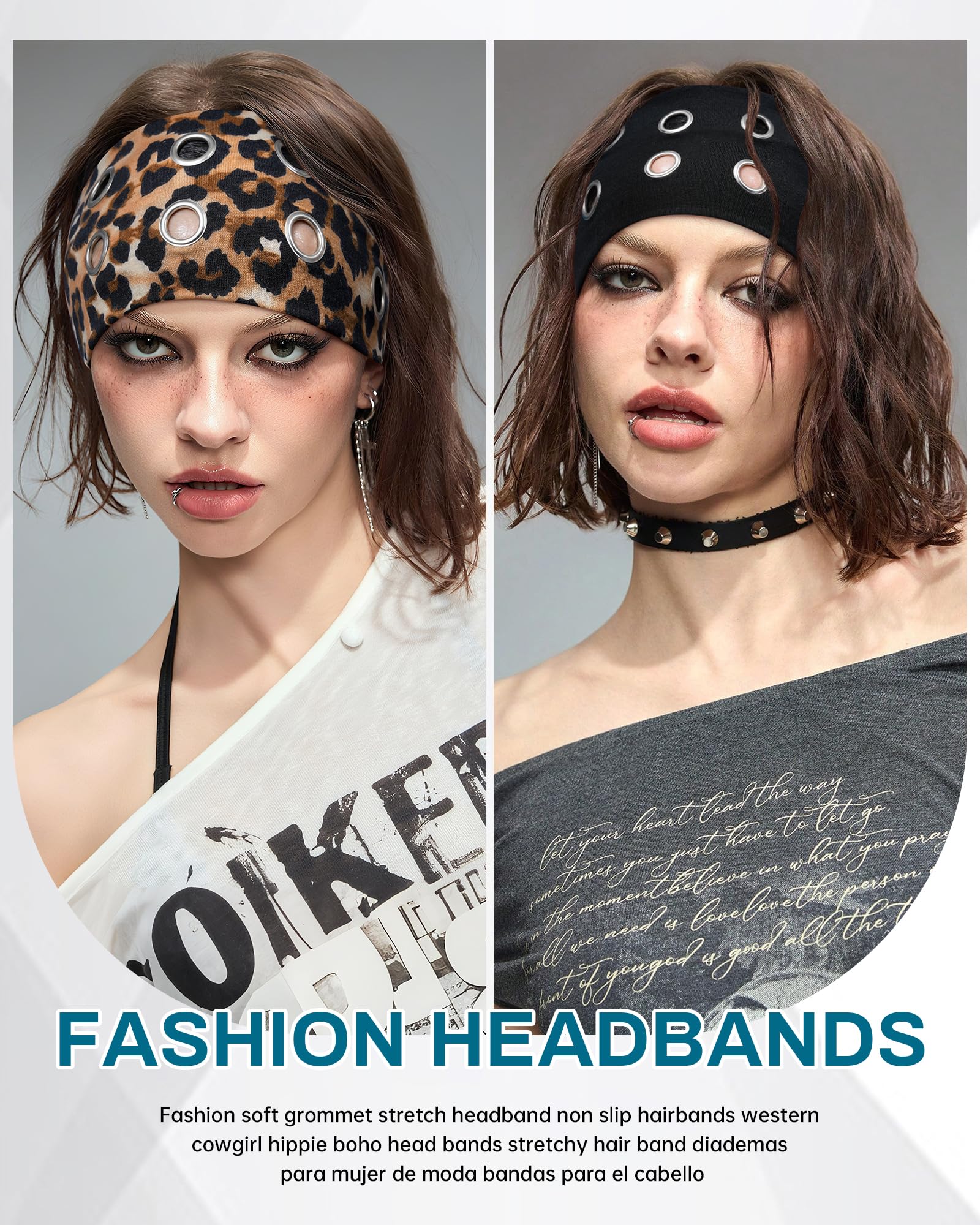 Mesovor snake print grommet headband adds edgy flair to ensembles