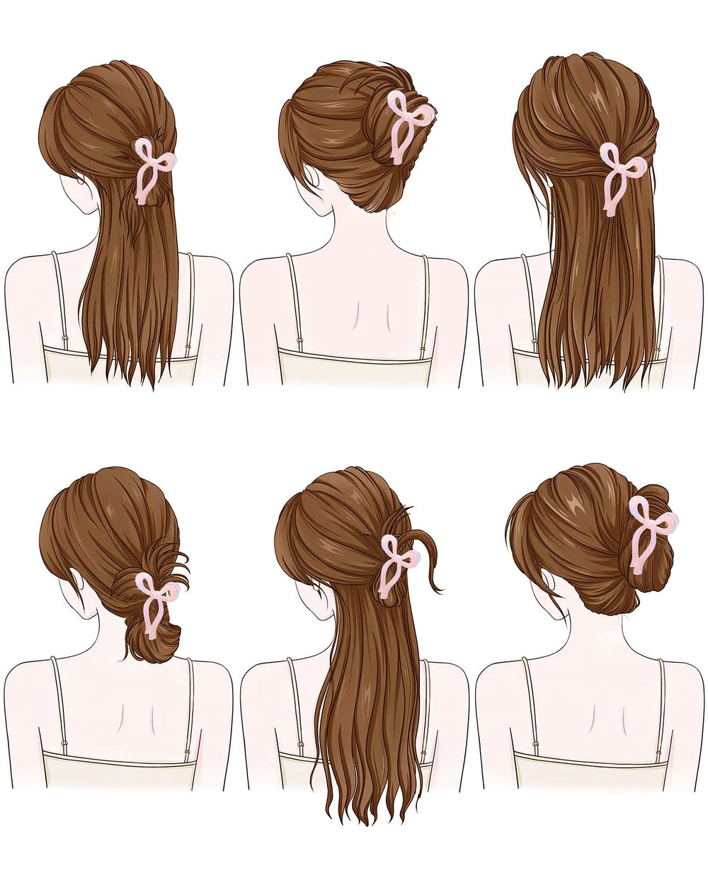 Mesovor long hair bow clip wear shot demonstrates secure all-day hold