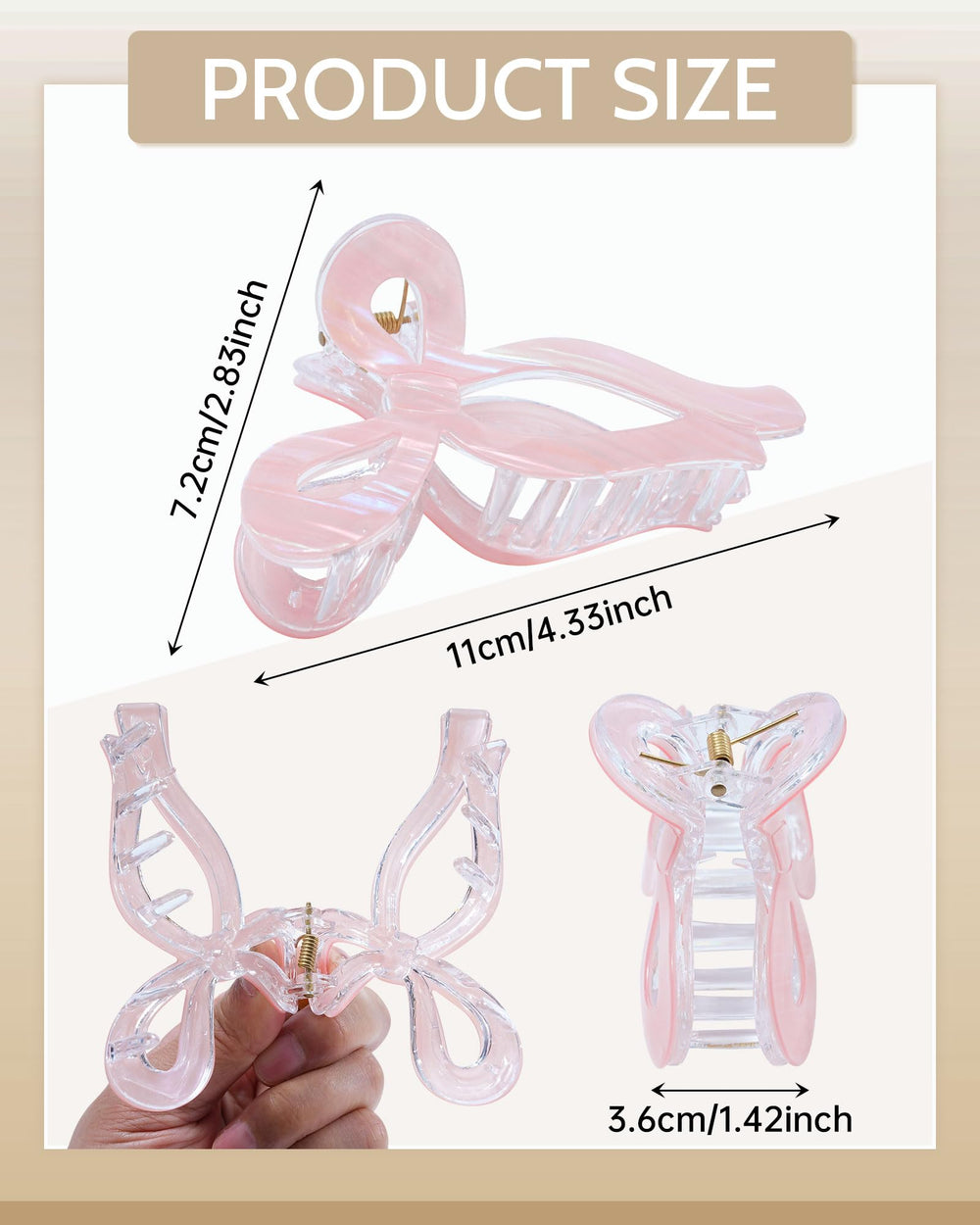 Mesovor Mermaid Stripes bow clip sideview highlighting elegant design and grip