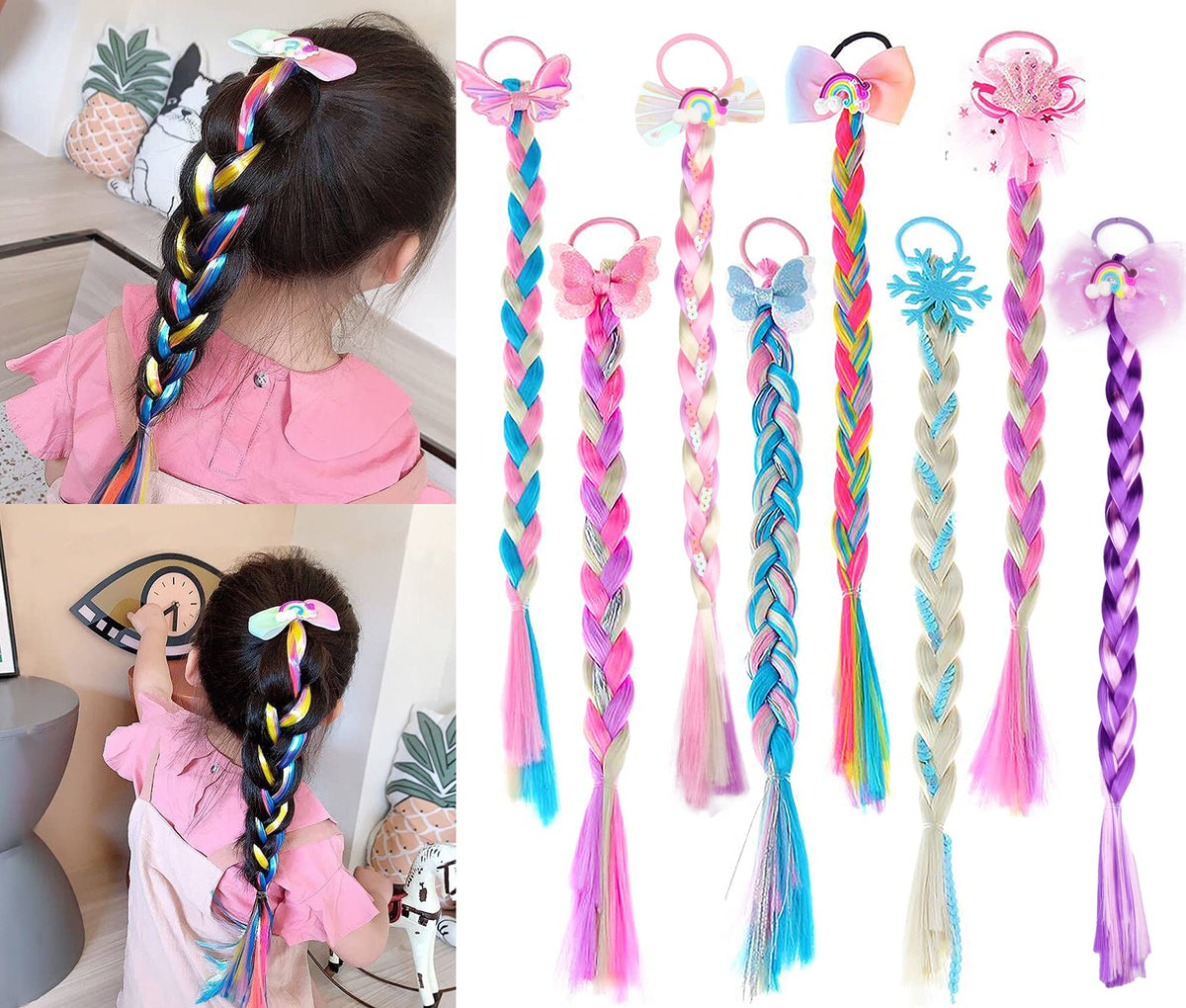 Messen colored braid extensions in eight colors for instant playful style.