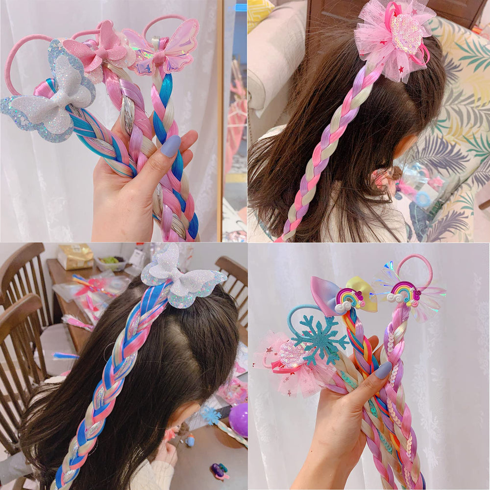 Messen kids wearing colorful braids showcases fun daily accessory.