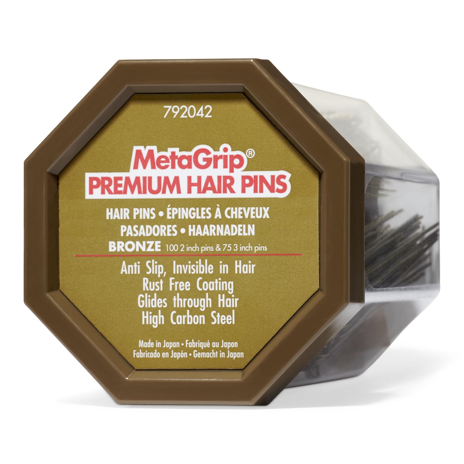 MetaGrip Premium Bronze Hair Pins 2-inch pins for secure updos all day