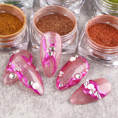 Metallic Mirror Chrome Nail Powder Set gold chrome for glossy nail finish.