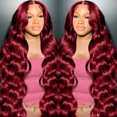 METDIO 99J Burgundy wig front view with natural hairline